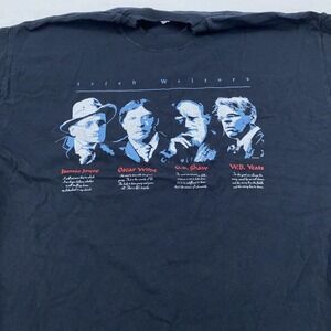 Vintage Irish Writers Shirt Mens‎ M/L James Joyce Oscar Wilde Yeats 90s Irish